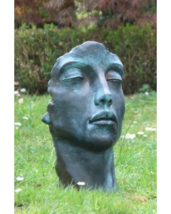 Gesicht "FRAU", Steinguss, Bronze Effekt,  klein