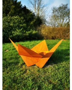 Metall-Origami "Kranich", groß, rostig